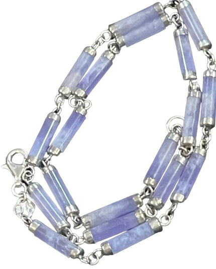 Lovely sterling silver 925 purple jade link necklace
