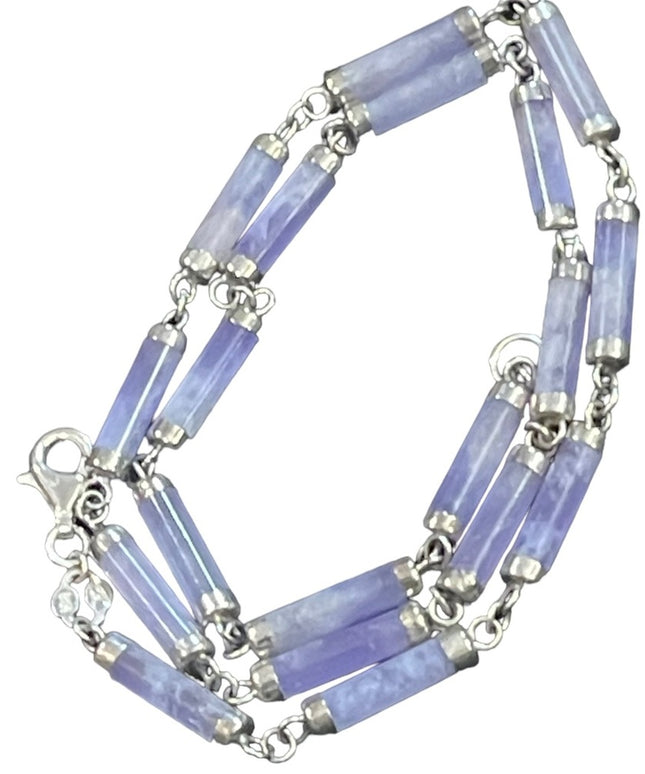 Lovely sterling silver 925 purple jade link necklace
