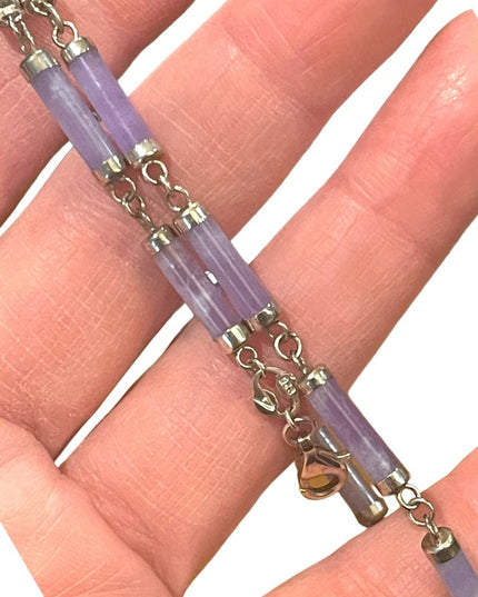 Lovely sterling silver 925 purple jade link necklace