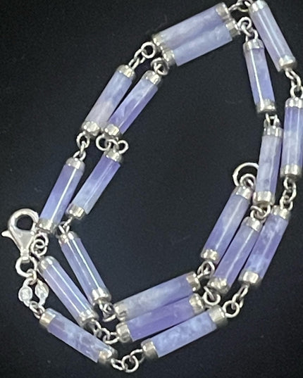 Lovely sterling silver 925 purple jade link necklace