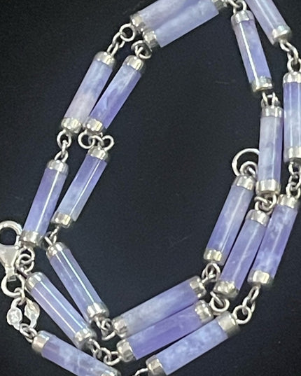 Lovely sterling silver 925 purple jade link necklace