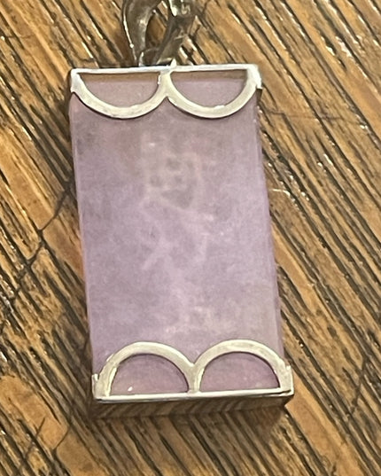 Sterling silver 925 rhodium plt Lucky chinese purple Jade Pendant