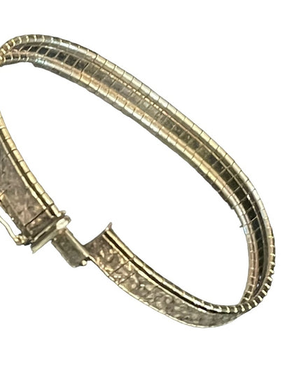 Sterling silver 925 Italy Fancy diamomd cut bracelet etched design