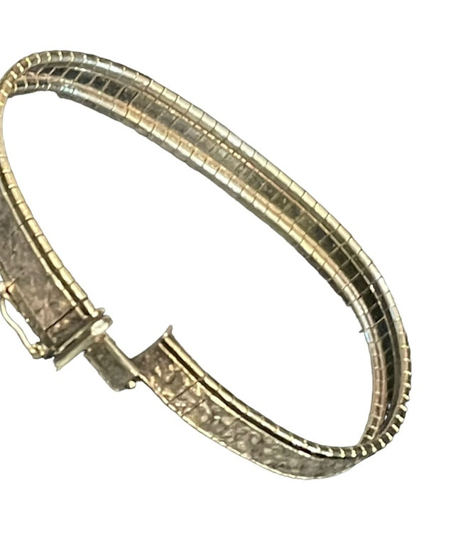 Sterling silver 925 Italy Fancy diamomd cut bracelet etched design