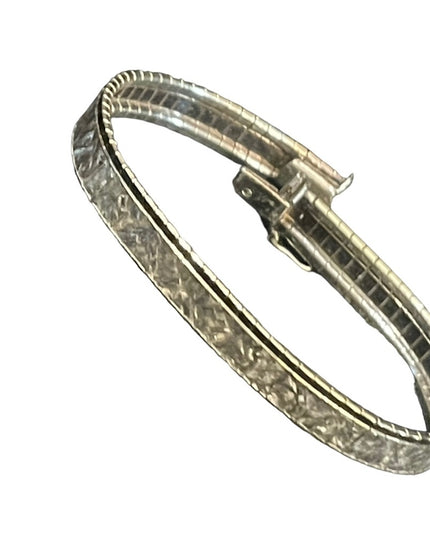 Sterling silver 925 Italy Fancy diamomd cut bracelet etched design