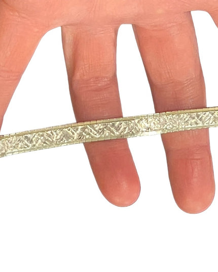 Sterling silver 925 Italy Fancy diamomd cut bracelet etched design
