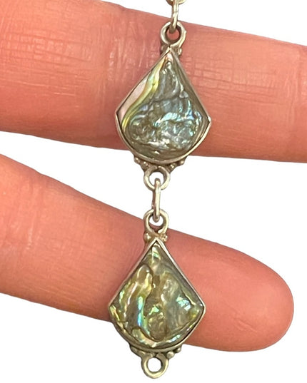 Vintage sterling silver Abalone 925 Mexico CBL pre Taxco link bracelet