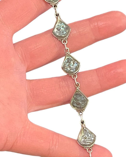 Vintage sterling silver Abalone 925 Mexico CBL pre Taxco link bracelet