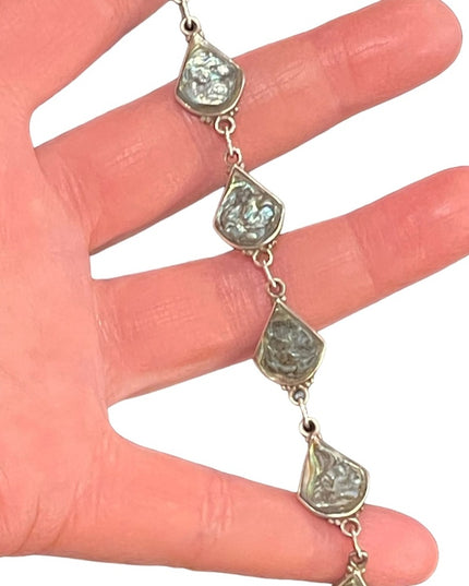 Vintage sterling silver Abalone 925 Mexico CBL pre Taxco link bracelet