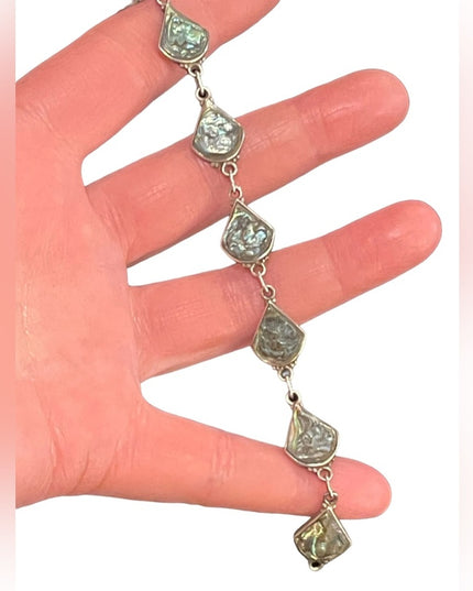 Vintage sterling silver Abalone 925 Mexico CBL pre Taxco link bracelet