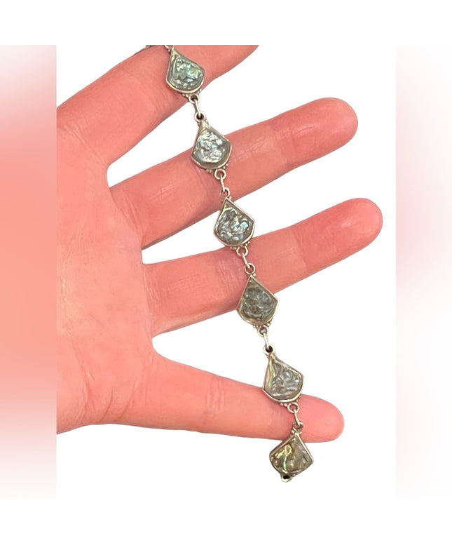 Vintage sterling silver Abalone 925 Mexico CBL pre Taxco link bracelet