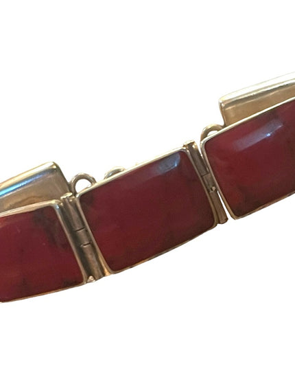 Stunning vintage Red Jasper Chunky link bracelet Mexico 925