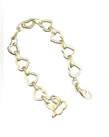 Vintage sterling silver 925 Solid sweet heart link bracelet  Charm