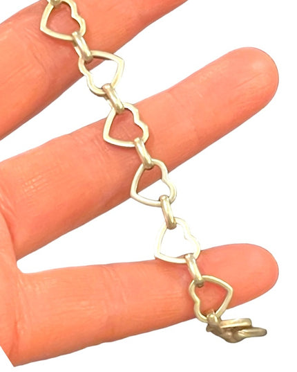 Vintage sterling silver 925 Solid sweet heart link bracelet  Charm