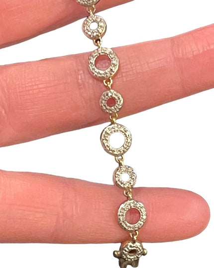Sterling silver 925 gold plt fancy circle ⭕️ link bracelet