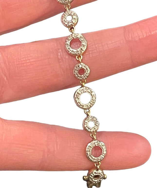 Sterling silver 925 gold plt fancy circle ⭕️ link bracelet