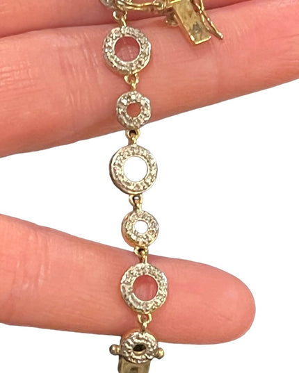 Sterling silver 925 gold plt fancy circle ⭕️ link bracelet