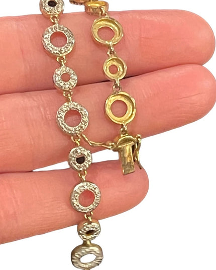 Sterling silver 925 gold plt fancy circle ⭕️ link bracelet