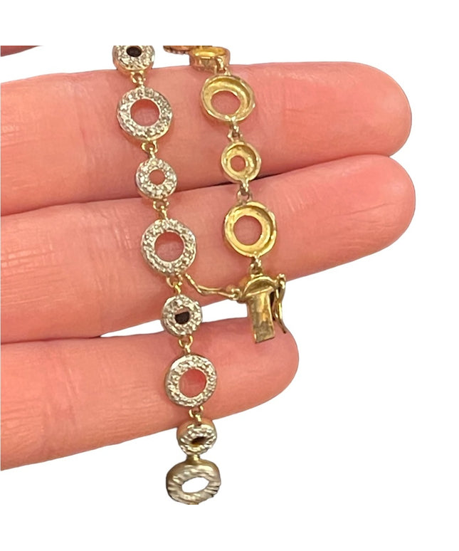 Sterling silver 925 gold plt fancy circle ⭕️ link bracelet