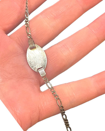Vintage sterling silver 925 Figaro link womens Medic Alert bracelet