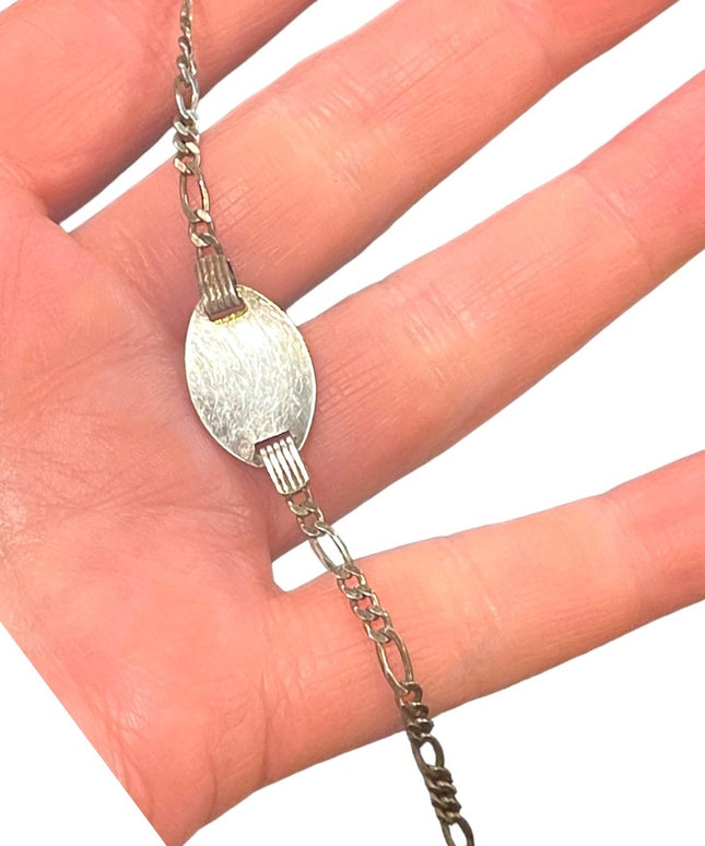 Vintage sterling silver 925 Figaro link womens Medic Alert bracelet