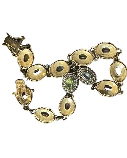 Sterling silver gold plated 925 multi gemstone Link bracelet