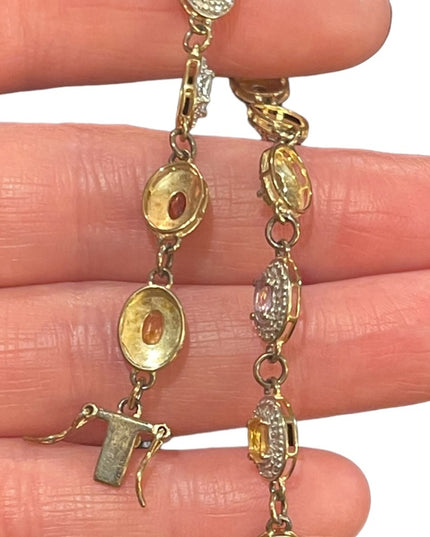 Sterling silver gold plated 925 multi gemstone Link bracelet