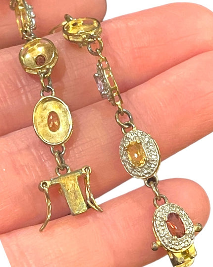 Sterling silver gold plated 925 multi gemstone Link bracelet