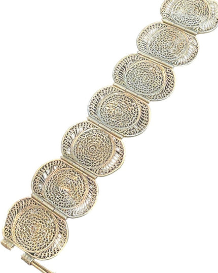 Antique 800 silver filagree Egyptian egypt etched symbols Large bracelet