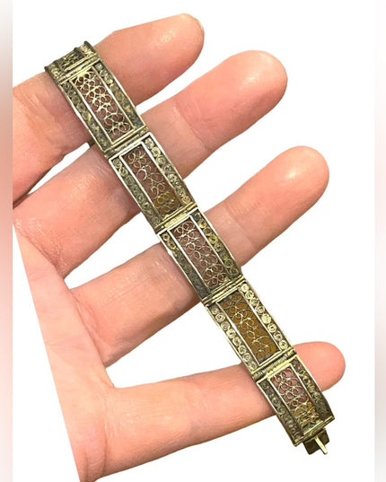 Antique 800 silver filagree wire work  Fancy bracelet