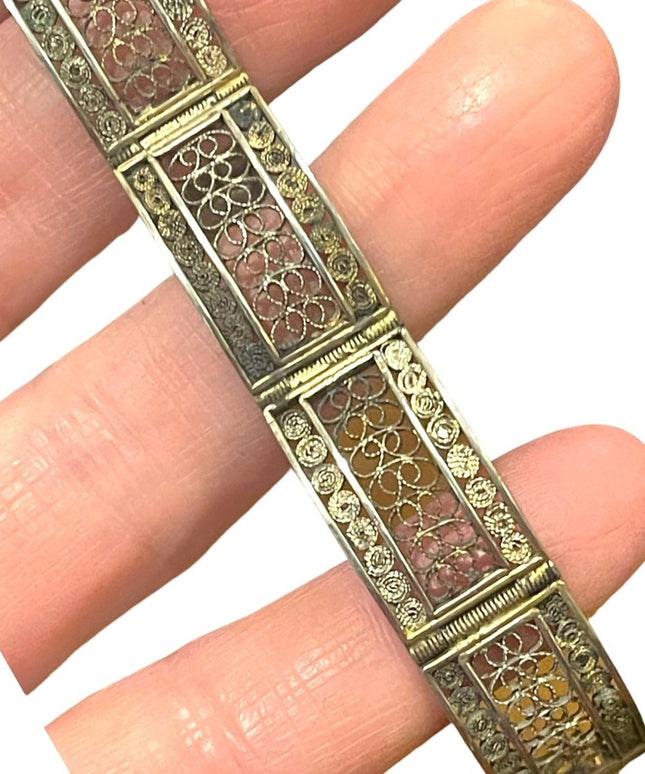 Antique 800 silver filagree wire work  Fancy bracelet