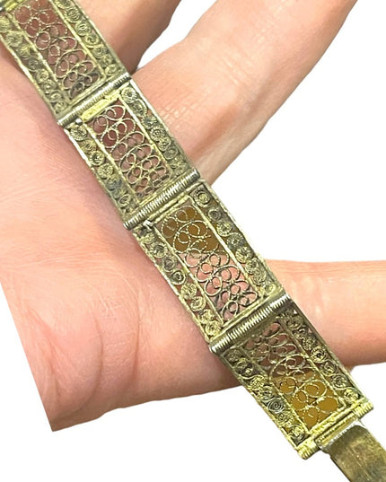 Antique 800 silver filagree wire work  Fancy bracelet