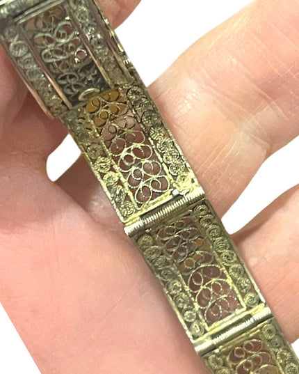 Antique 800 silver filagree wire work  Fancy bracelet