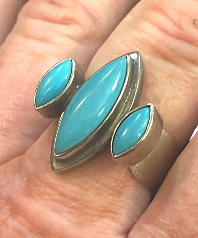 Vintage sterling silver 925 Turquoise southwestern mens ring