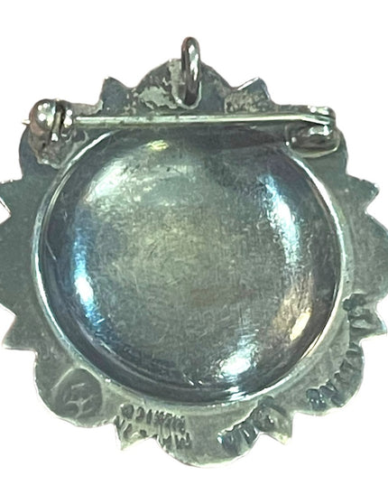 Vintage sterling silver 925 Etched concho mexican brooch