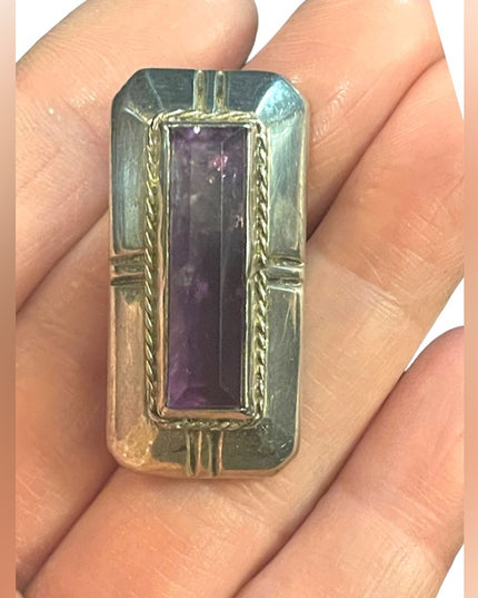 Vintage Sterling silver 925 Mexico DF EA Pre 1948 Lovely amethyst brooch