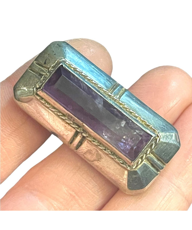 Vintage Sterling silver 925 Mexico DF EA Pre 1948 Lovely amethyst brooch