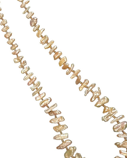 Stunning Lucas Lameth Biwa Pearl gold crystal bead necklace 925 rose Sterling