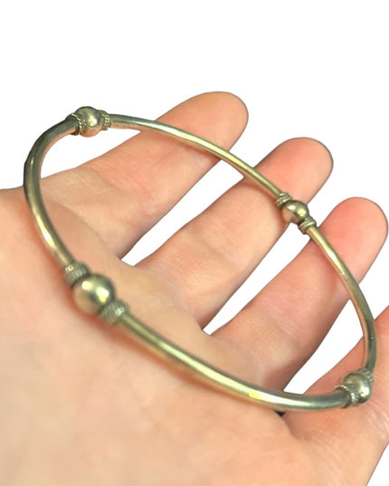 Vintage sterling silver 925 Fancy bangle bracelet with ball & rope design