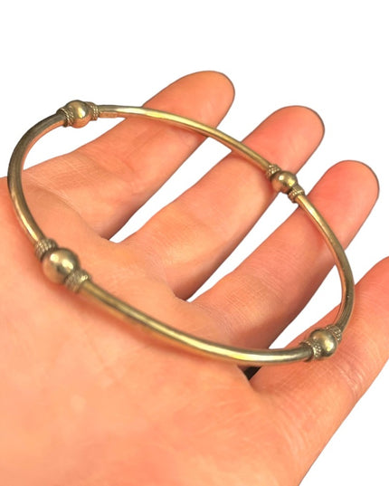 Vintage sterling silver 925 Fancy bangle bracelet with ball & rope design
