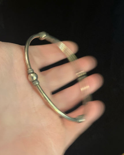 Vintage sterling silver 925 Fancy bangle bracelet with ball & rope design