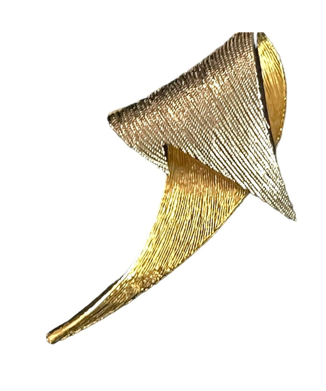 Vintage 1980s Michele Lynn Modernist brushed gold and silver finish brooch