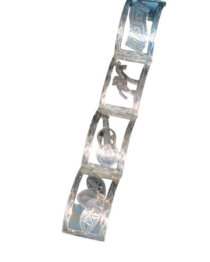 Sterling Silver story panel bracelet signed JCM Mexico eagle assay Taxco