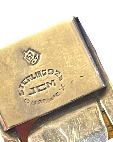 Sterling Silver story panel bracelet signed JCM Mexico eagle assay Taxco