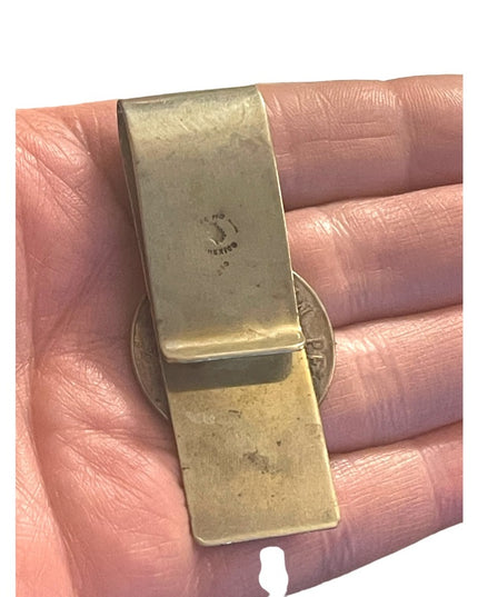 Vintage 1960s Mexico Alpaca coin symbol Money clip