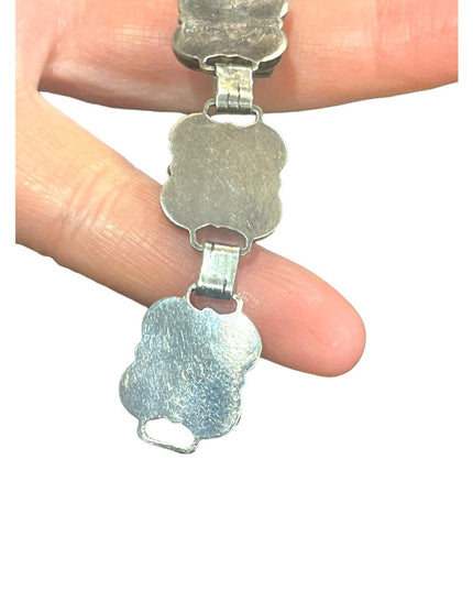VTG Talleres De Los Ballesteros Green Onyx Sterling Silver Bracelet Mexico, 925