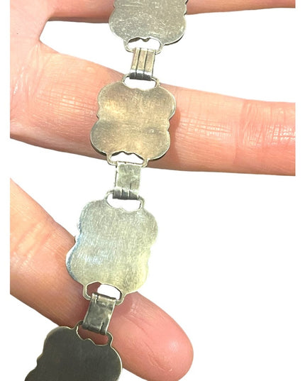 VTG Talleres De Los Ballesteros Green Onyx Sterling Silver Bracelet Mexico, 925