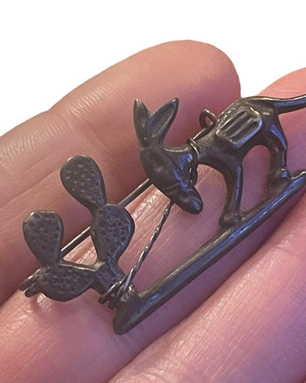 Antique Sterling silver 925 Cactus and donkey brooch