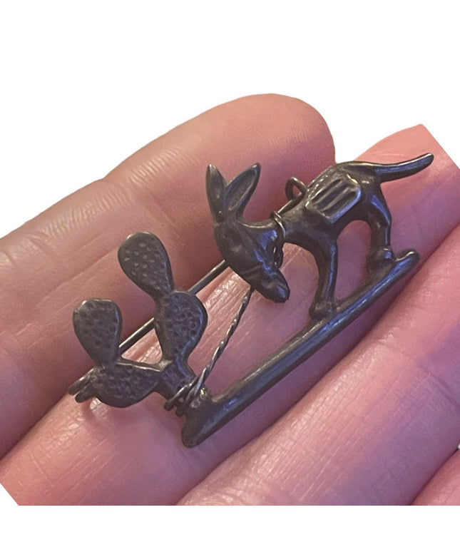 Antique Sterling silver 925 Cactus and donkey brooch