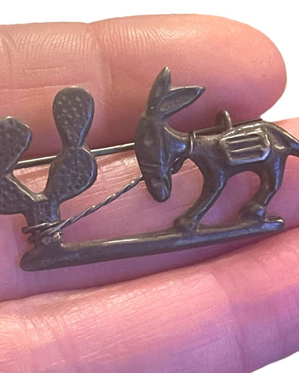 Antique Sterling silver 925 Cactus and donkey brooch